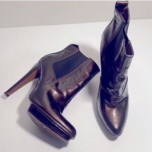 Authentic MARNI platform brown leather 5” booties .5” platform. Made in Italy.